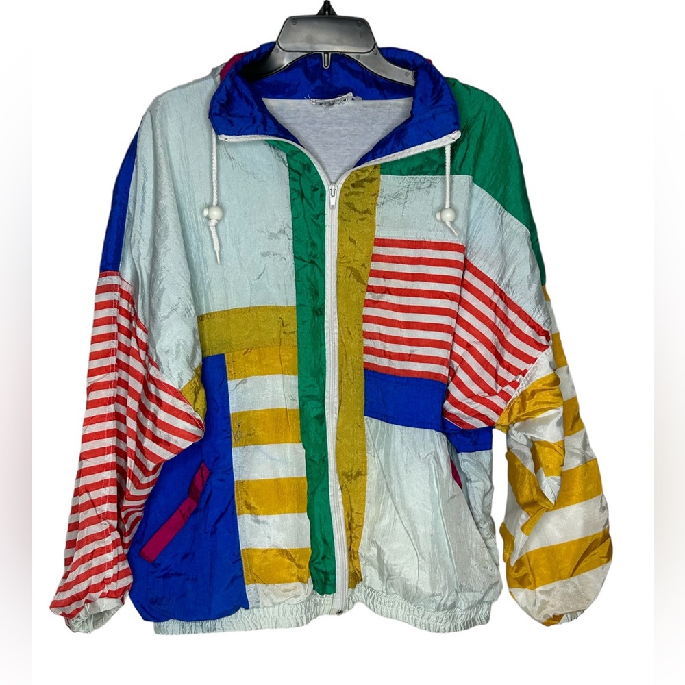 Vtg Mureli Colorblock Windbreaker Jacket / vintage women’s XL fits as mo…